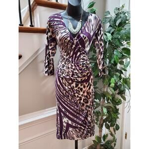 Egerie Women's Purple Viscose V-Neck Long Sleeve Knee Length Dress Size Small